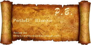 Pethő Bianka névjegykártya